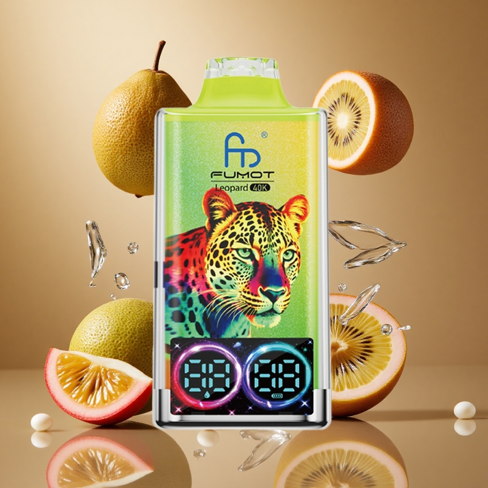 Fumot Leopard 4만 퍼프 키위 패션후르츠 구아바 디스플레이