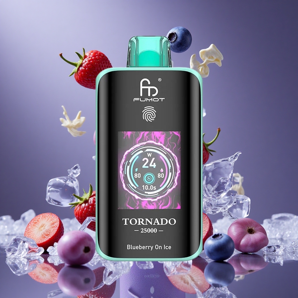 Fumot Tornado 25000 퍼프 블루베리 온 아이스 700mAh 리차저블 배터리