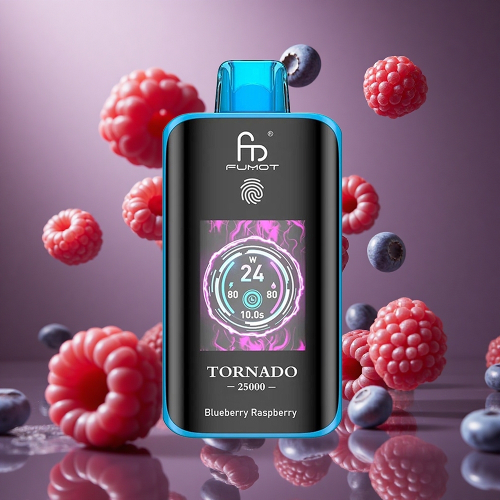 Fumot Tornado 25000 퍼프 블루베리 라즈베리 700mAh 리차저블 배터리