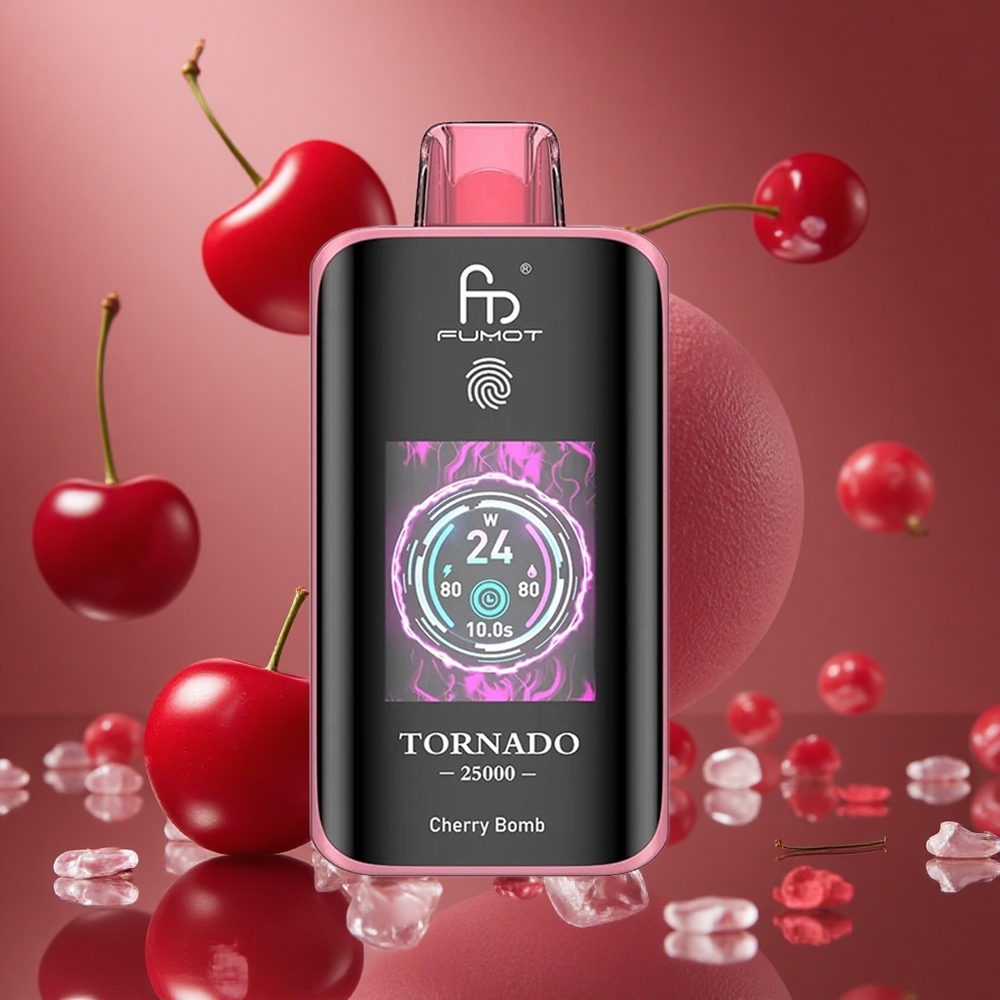 Fumot Tornado 25000 퍼프 체리 밤 700mAh 리차저블 배터리