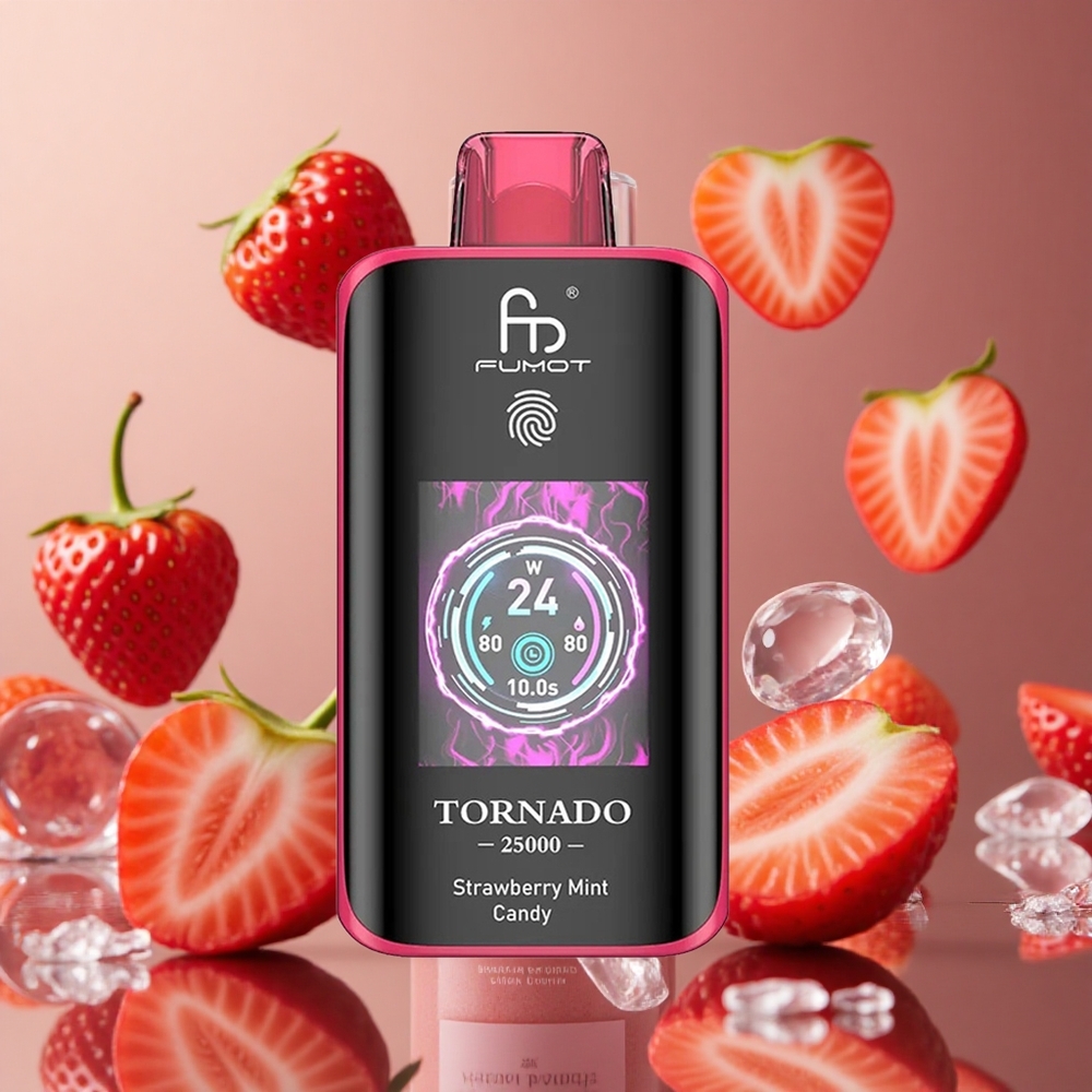 Fumot Tornado 25000 퍼프 스트로베리 민트 캔디 리차지블